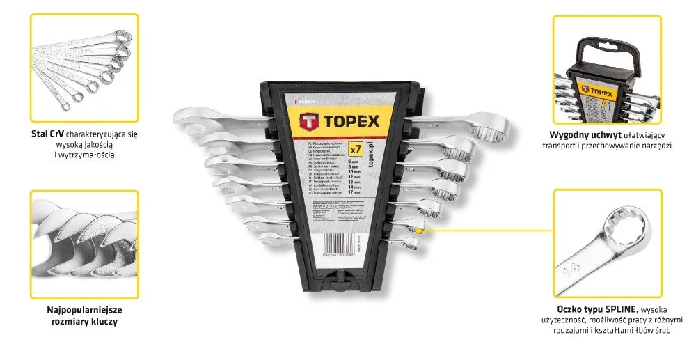 TOPEX Blocknyckelset 6 - 17 Mm, 7 Delar - Bild 2